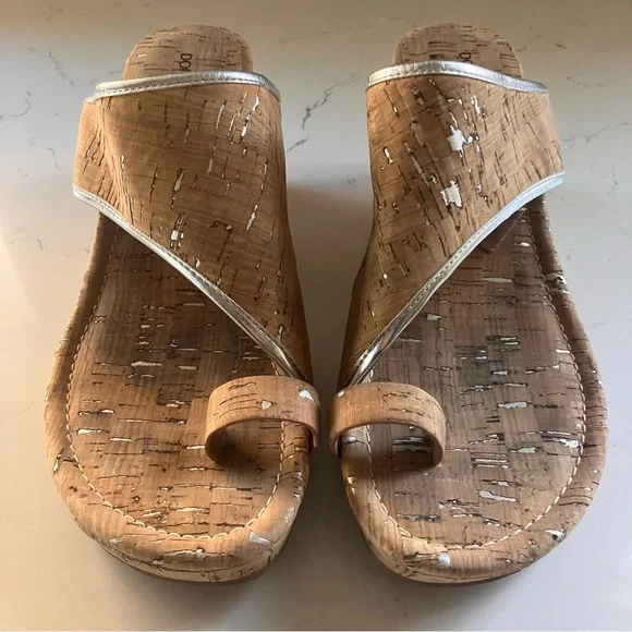 Donald Pliner GYER Upper Heel Wedge Platform Leather Slide Cork Sandals 8.5 M - Picture 3 of 10